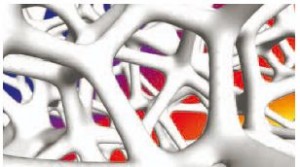 Bild 2: Ein Blick in das Innere eines Metallschaums, umgesetzt durch ein synthetisches Modell
