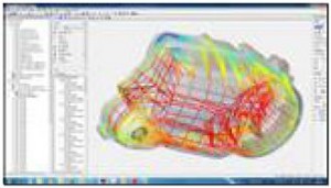 Die Geometriedaten von Finite-Elemente-Netzen werden dazu in die Software des Messsystems geladen und über ein integriertes Abgleichverfahren mit dem realen Messobjekt zur Deckung gebracht. Die Geometriedaten von Finite-Elemente-Netzen werden dazu in die Software des Messsystems geladen und über ein integriertes Abgleichverfahren mit dem realen Messobjekt zur Deckung gebracht.