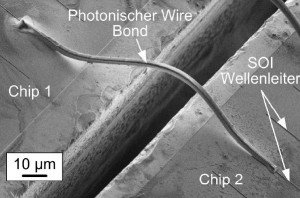 Der Verlauf der Verbindung ist genau an Position und Orientierung der Chips angepasst. (Abbildung: N. Lindenmann und G. Balthasar). Der Verlauf der Verbindung ist genau an Position und Orientierung der Chips angepasst. (Abbildung: N. Lindenmann und G. Balthasar).