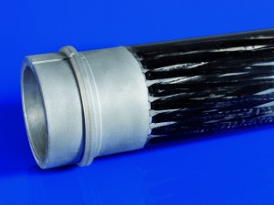 Rohrstoß als Hybridverbindung zwischen einem Aluminium-Druckgussbauteil und CFK mithilfe von Titandrahtschlaufen als Übergangsstruktur © Fraunhofer IFAM