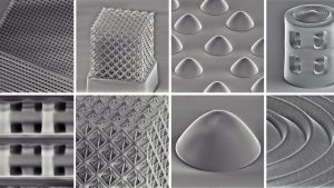 Mit dem neuen Verfahren lässt sich eine große Vielfalt von Quarzglasstrukturen im Nanometermaßstab erzeugen. (Abbildung: Dr. Jens Bauer, KIT