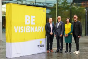 VISION 2024 | Pressefrühstück/Press breakfast | Mark Williamson (VDMA), Roland Bleinroth (Messe Stuttgart), Anne Wendel (VDMA), Florian Niethammer (Messe Stuttgart)